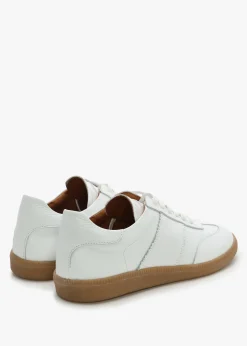 Stripe White Leather Low Profile Trainers