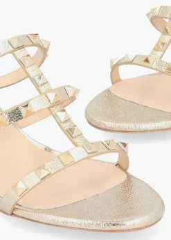 Studder Gold Leather Embellished Block Heeled Mules