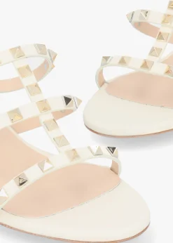Studder Off White Leather Embellished Block Heeled Mules