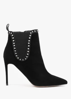 Studette Black Suede Studded Ankle Boots