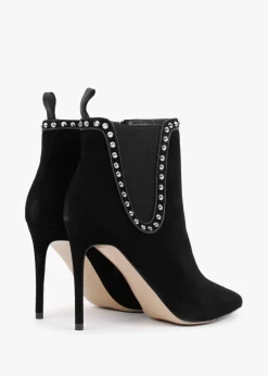 Studette Black Suede Studded Ankle Boots