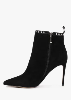 Studette Black Suede Studded Ankle Boots