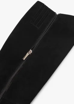 Sylvia Black Suede Heeled Knee Boots