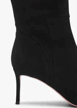 Sylvia Black Suede Heeled Knee Boots