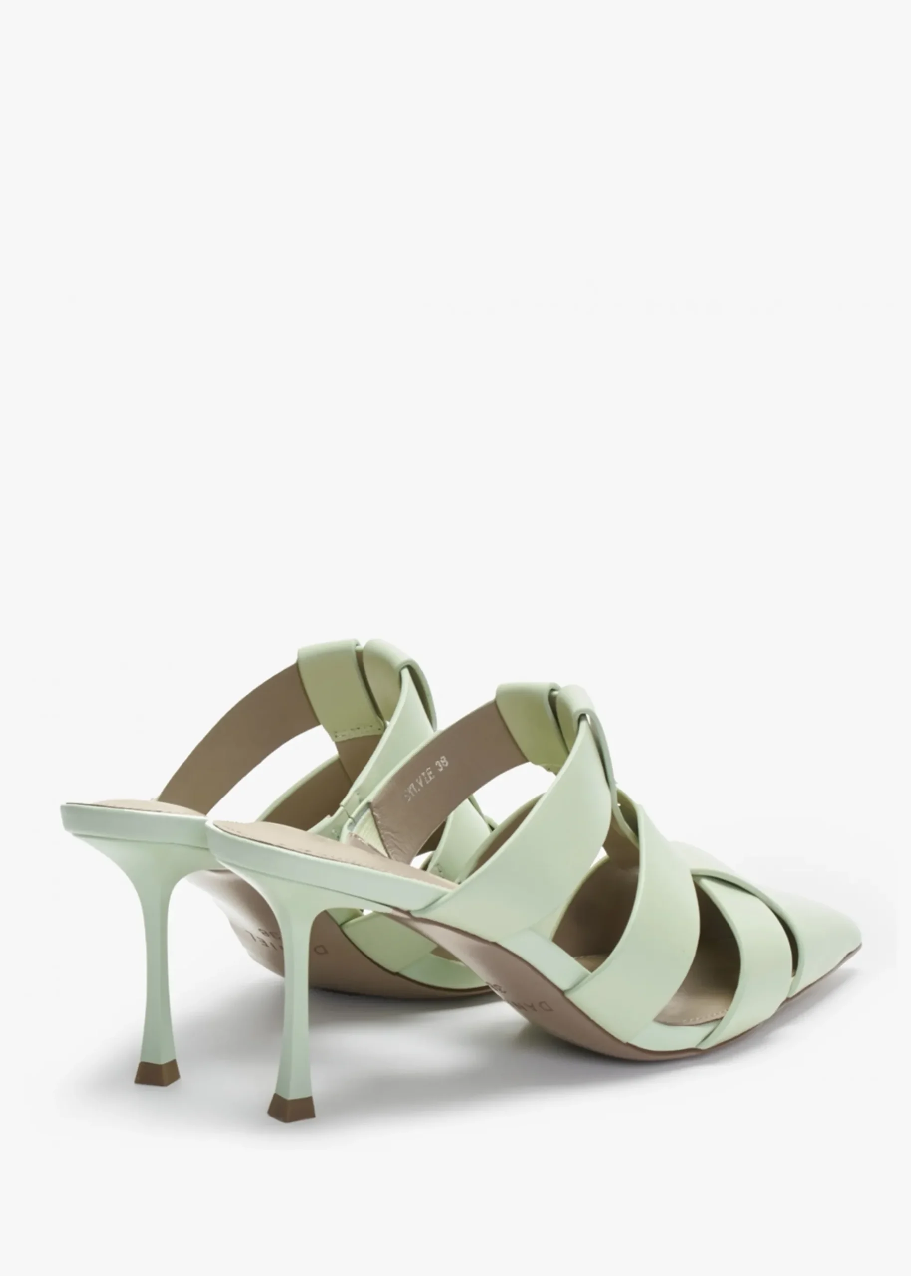 Sylvie Green Leather Pointed Toe Heeled Mules