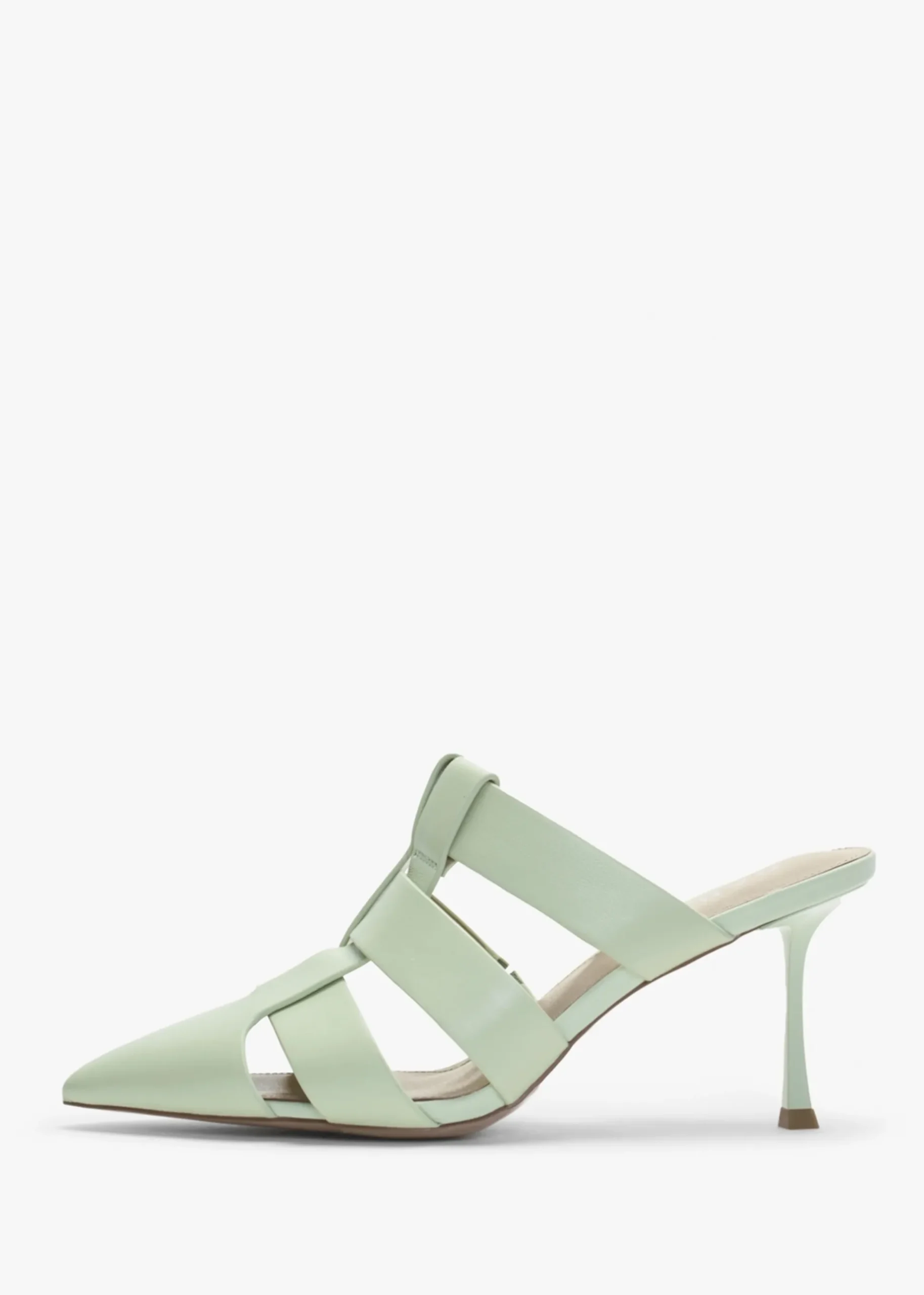 Sylvie Green Leather Pointed Toe Heeled Mules