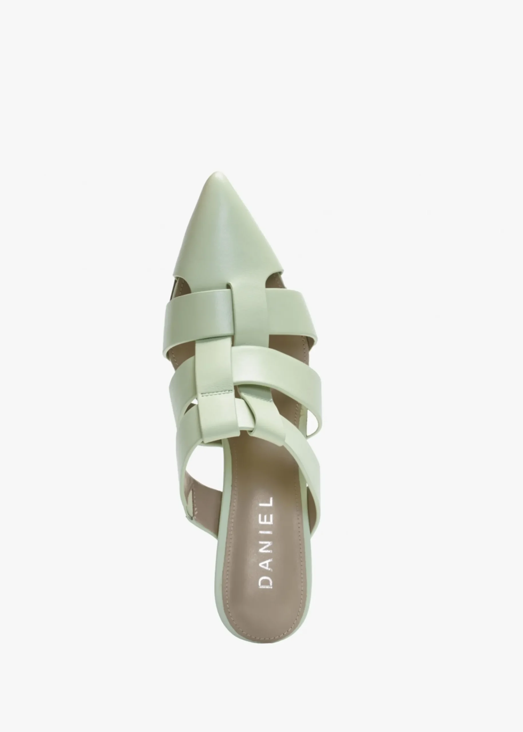 Sylvie Green Leather Pointed Toe Heeled Mules