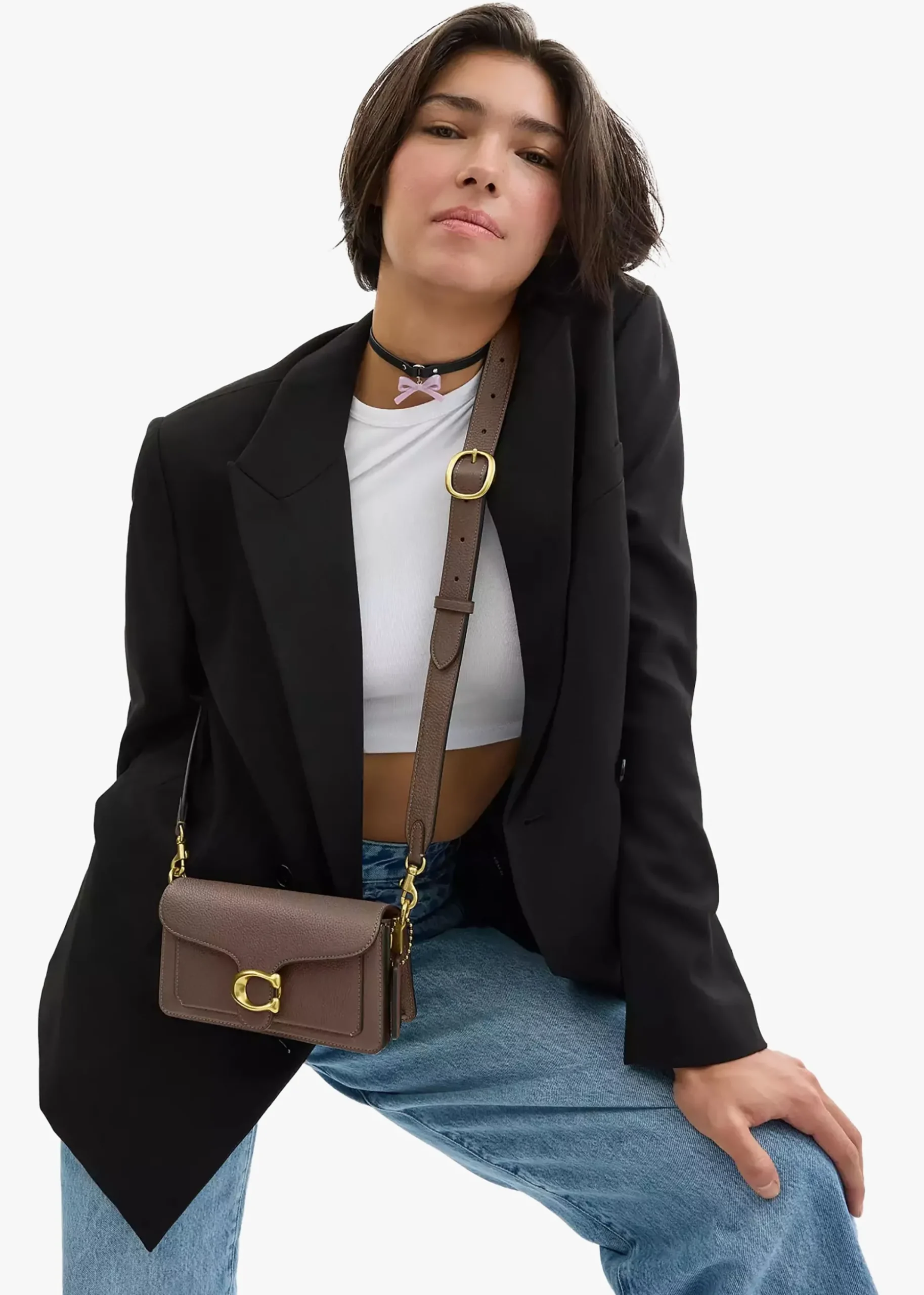 Tabby 20 Dark Stone Leather Shoulder Bag