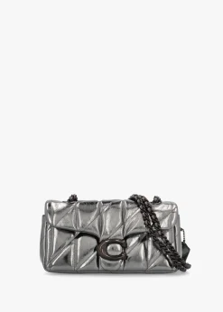 Tabby 20 Quilted Anthracite Metallic Leather Shoulder Bag