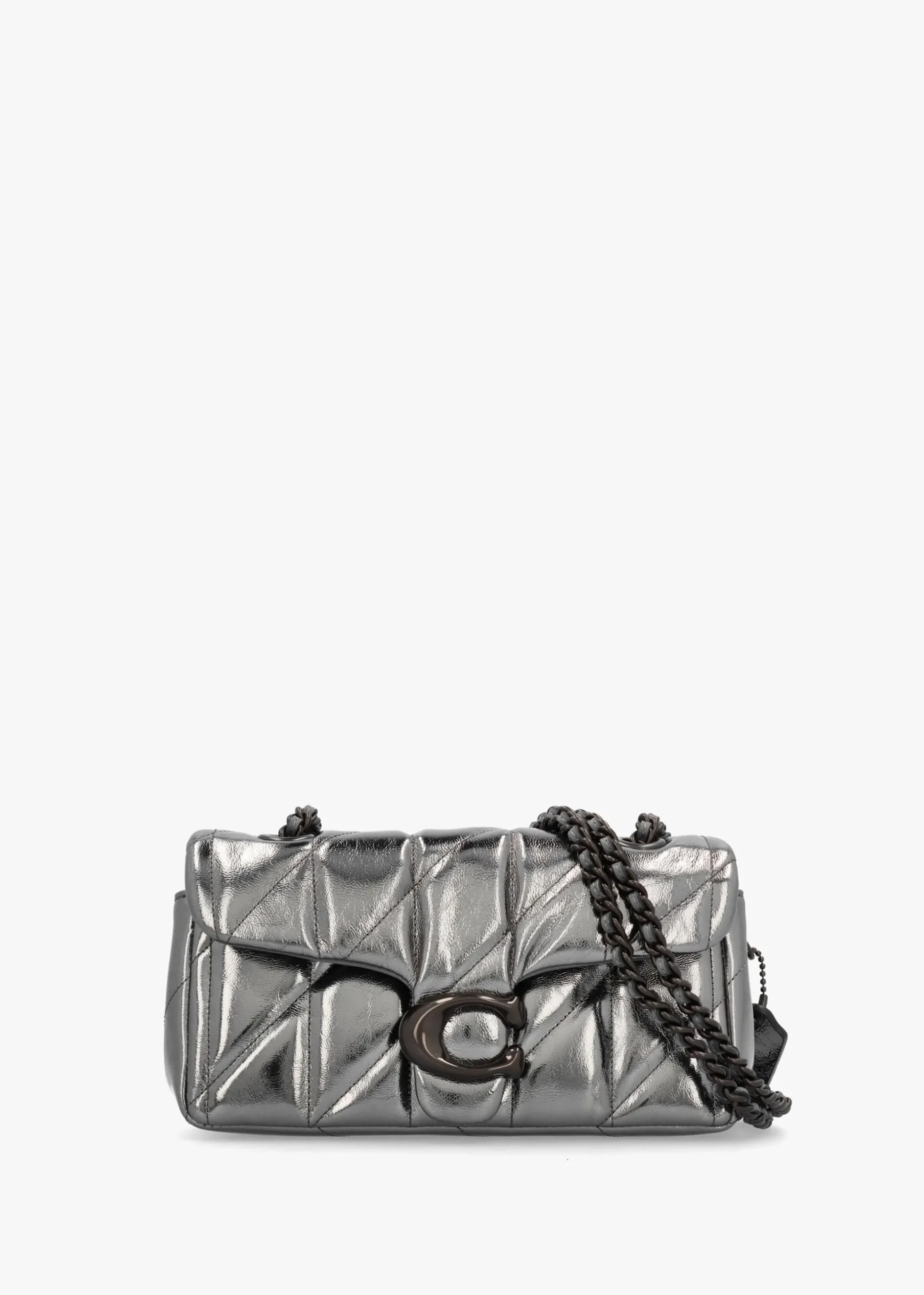 Tabby 20 Quilted Anthracite Metallic Leather Shoulder Bag