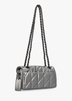 Tabby 20 Quilted Anthracite Metallic Leather Shoulder Bag