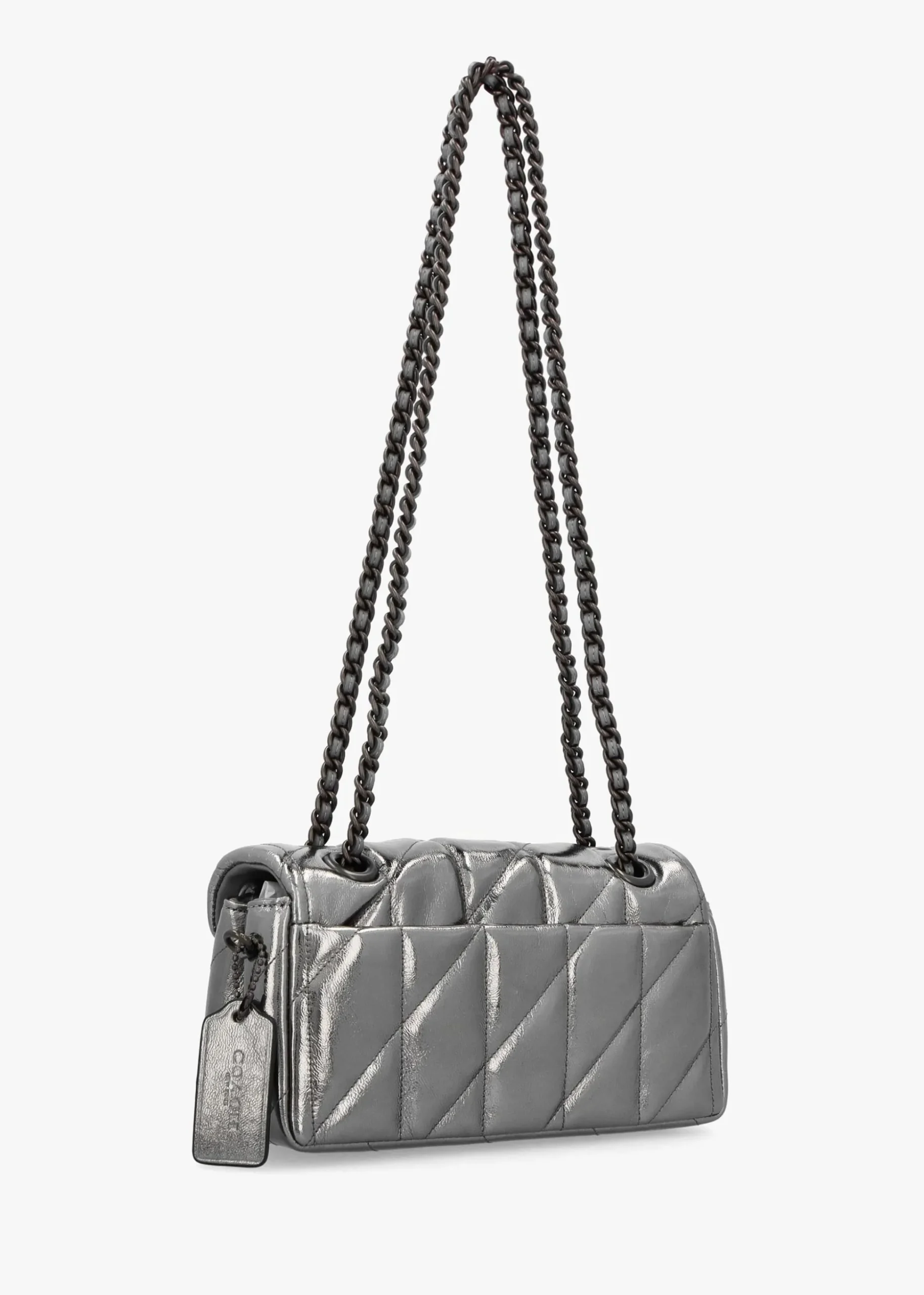 Tabby 20 Quilted Anthracite Metallic Leather Shoulder Bag