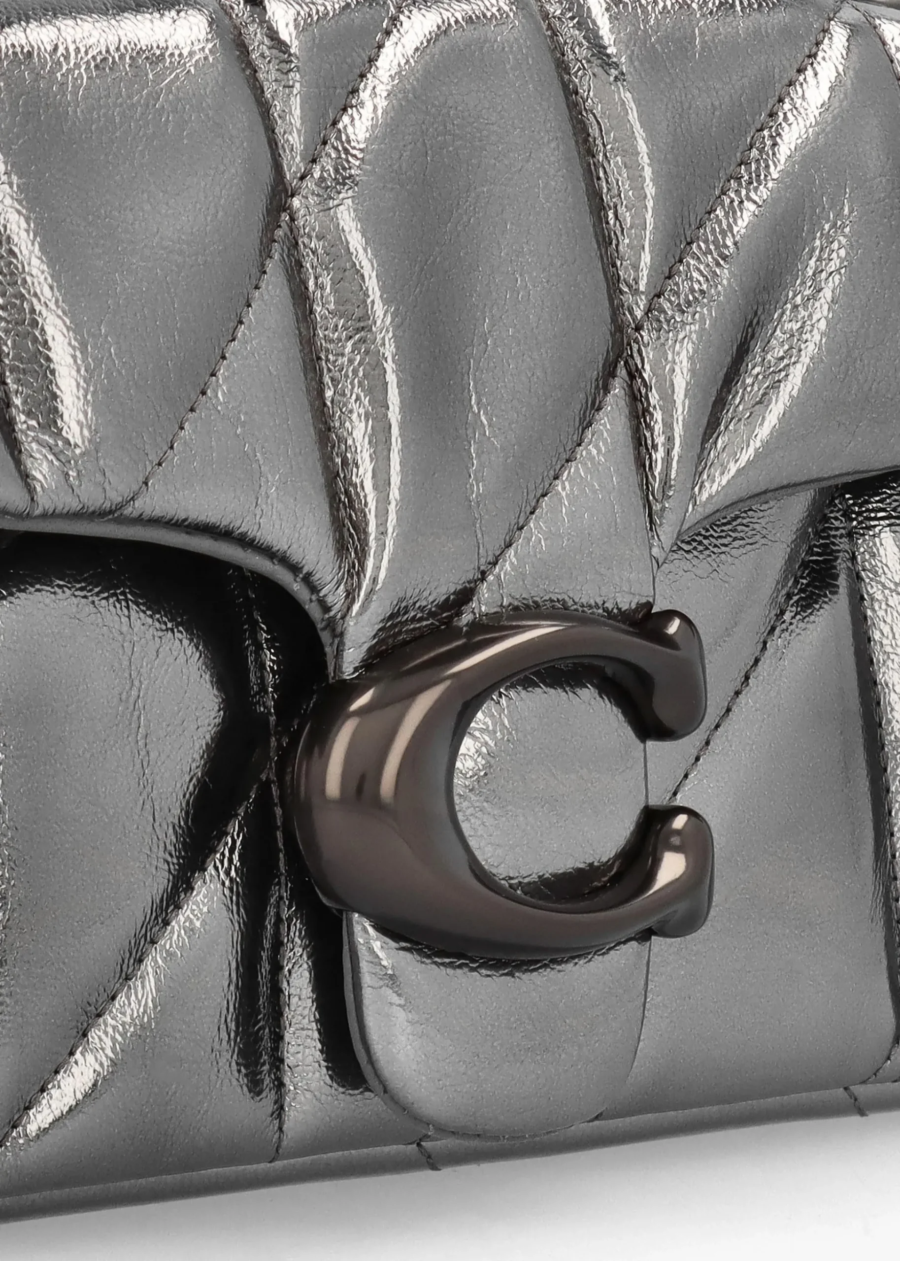 Tabby 20 Quilted Anthracite Metallic Leather Shoulder Bag