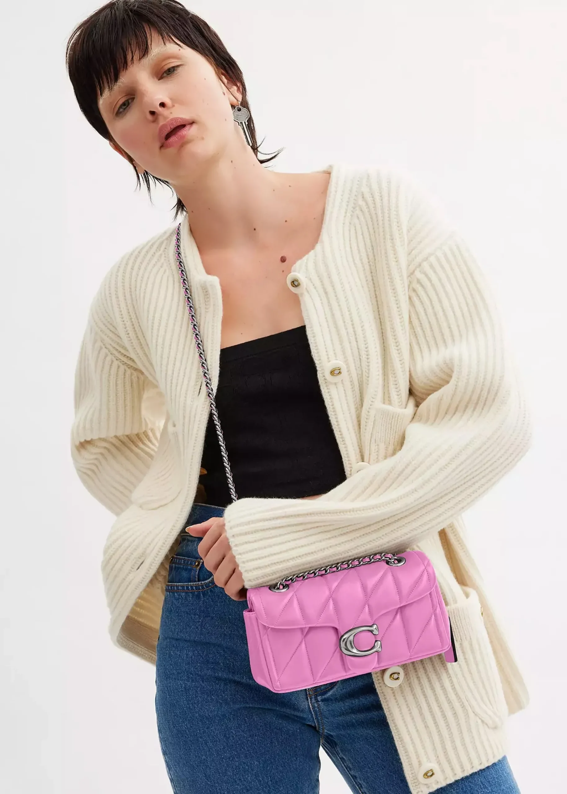 Tabby 20 Quilted Fuchsia Leather Shoulder Bag