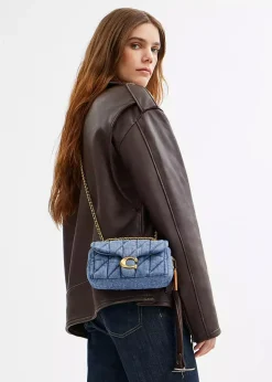 Tabby 20 Quilted Indigo Denim Shoulder Bag