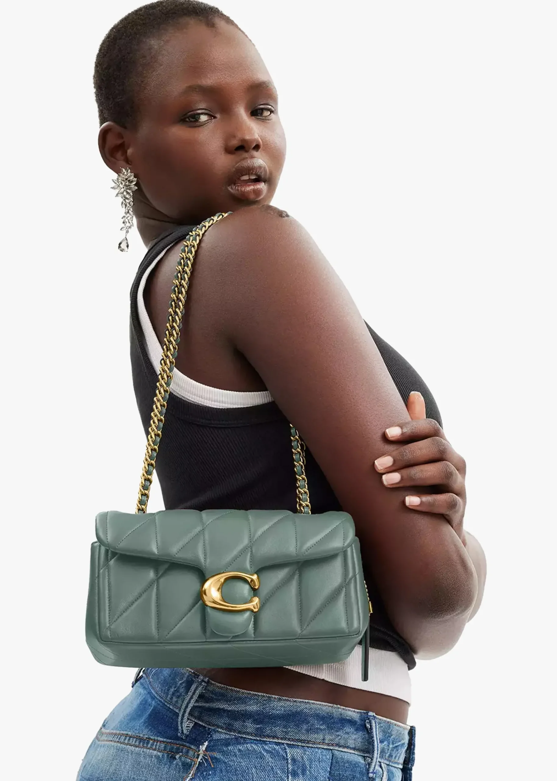 Tabby 20 Quilted Sage Leather Shoulder Bag