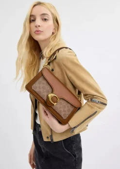 Tabby 26 Signature Coated Canvas Tan Brown Shoulder Bag