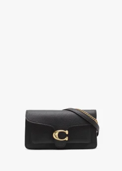 Tabby Black Leather Chain Clutch Bag