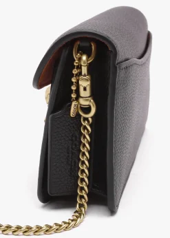 Tabby Black Leather Chain Clutch Bag