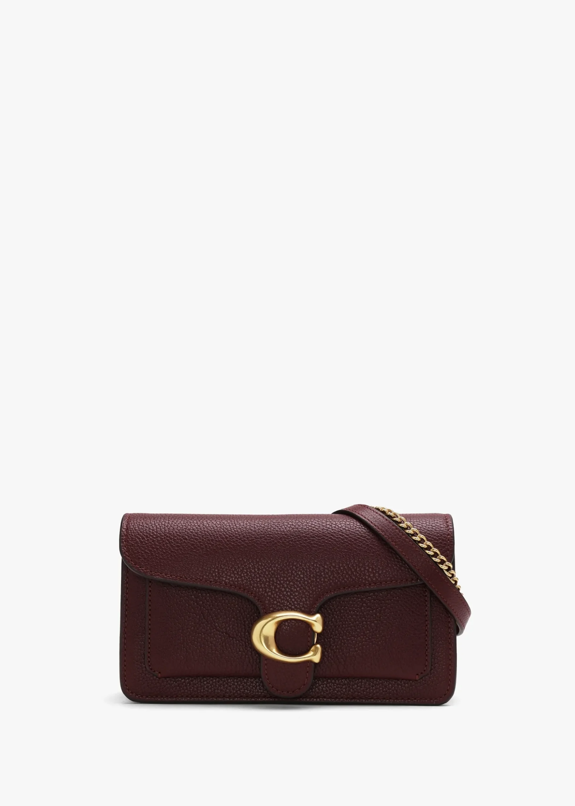Tabby Merlot Leather Chain Clutch Bag
