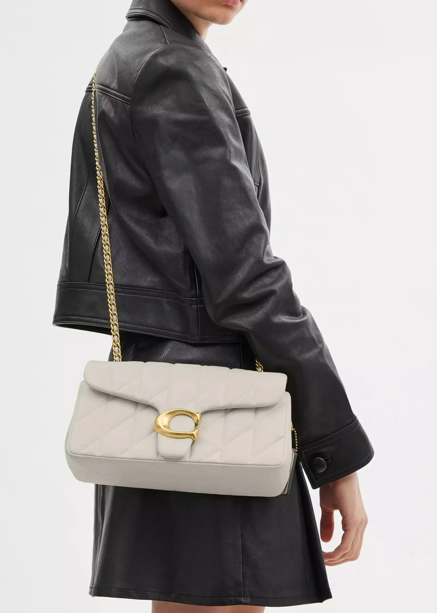 Tabby Quilted 26 Chalk Leather Shoulder Bag