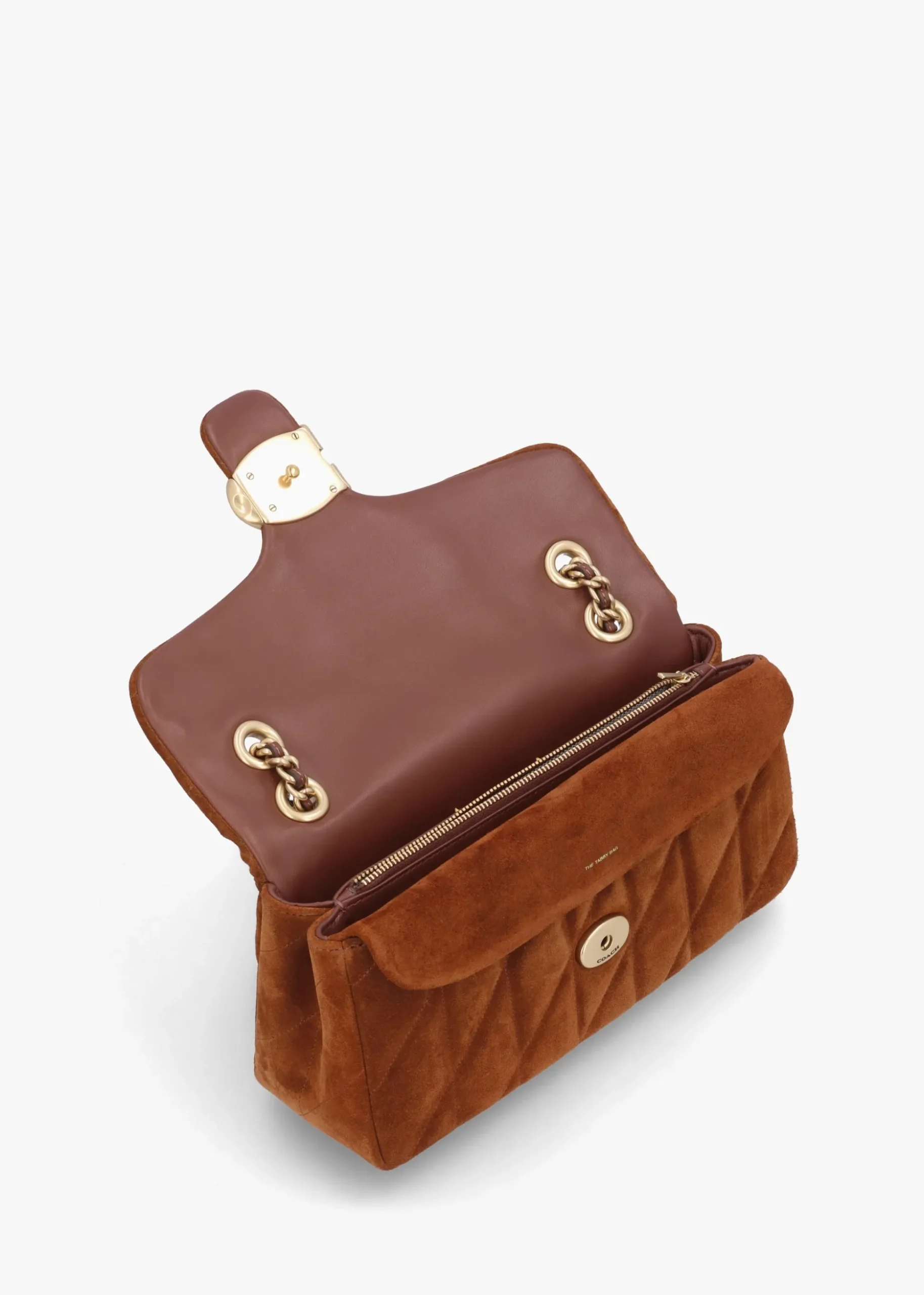 Tabby Quilted 26 Warm Brown Suede Shoulder Bag