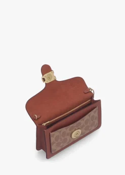 Tabby Signature Coated Canvas Tan Caramel Chain Clutch Bag