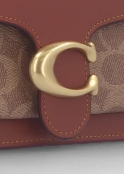 Tabby Signature Coated Canvas Tan Caramel Chain Clutch Bag