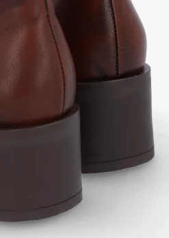 Tabitha Brown Leather Block Heel Ankle Boots