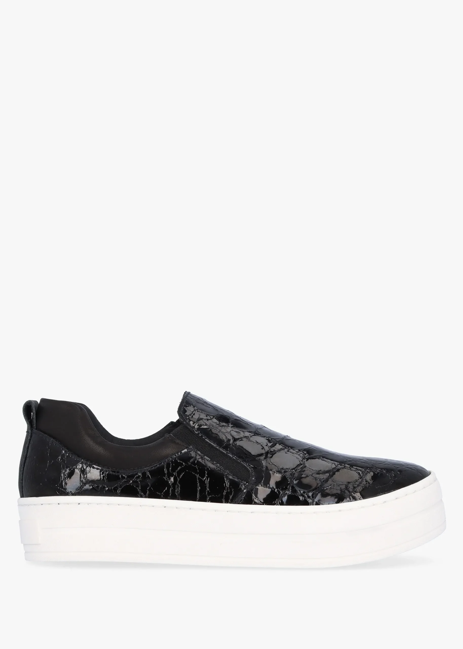 Taker Black Patent Leather Moc Croc Trainers