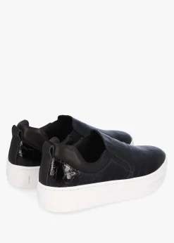 Taker Black Patent Leather Moc Croc Trainers