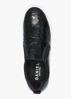 Taker Black Patent Leather Moc Croc Trainers