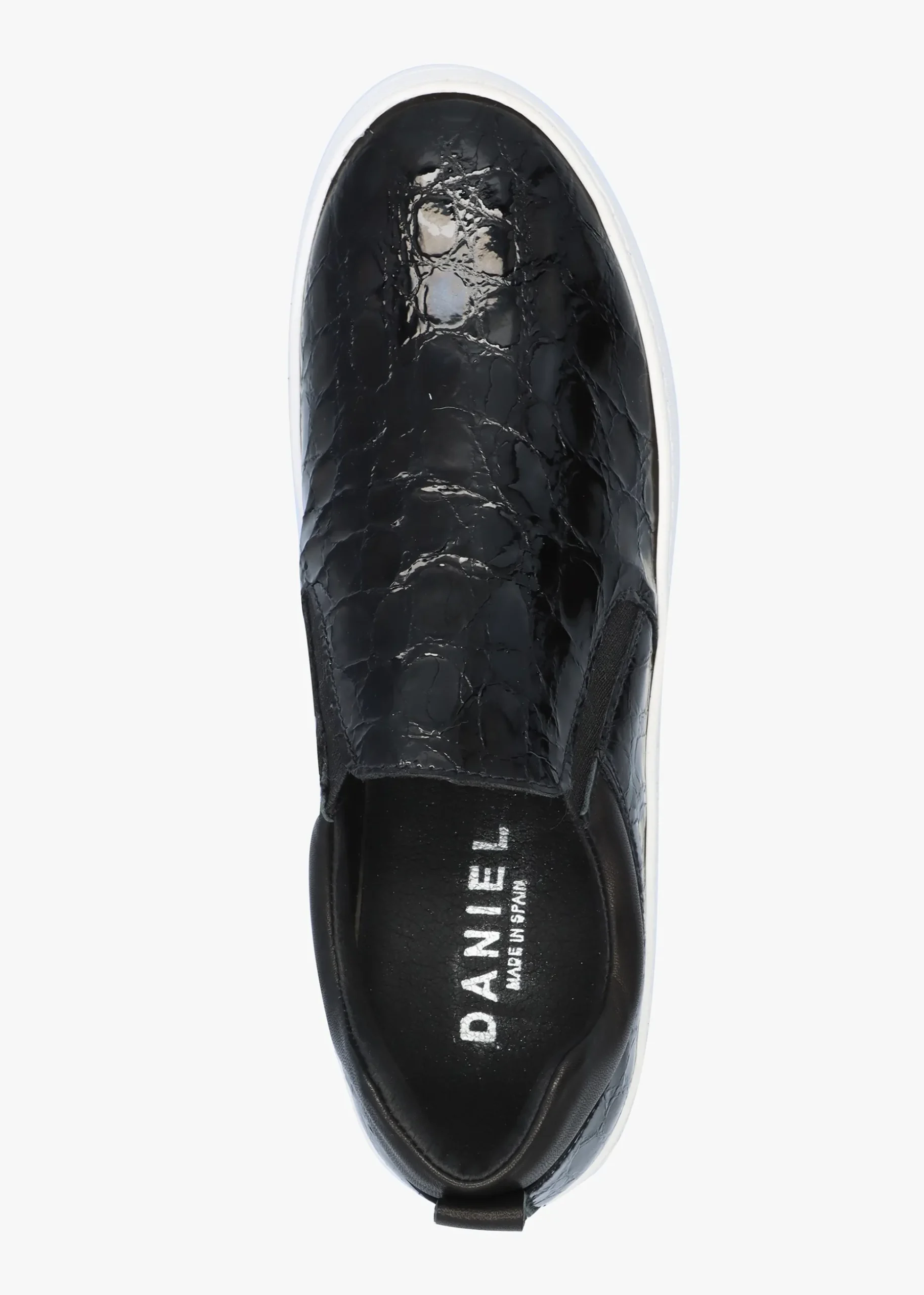 Taker Black Patent Leather Moc Croc Trainers