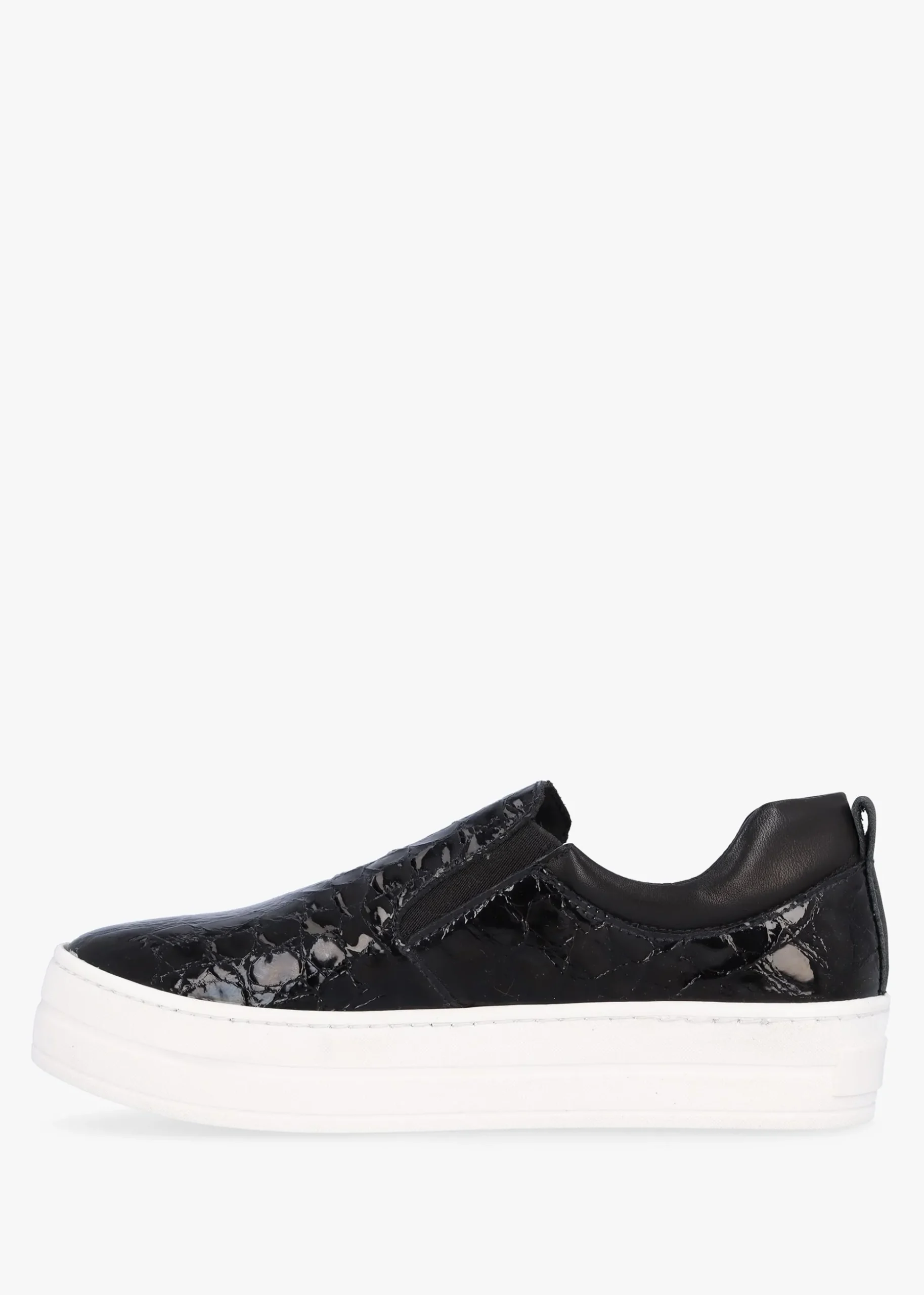 Taker Black Patent Leather Moc Croc Trainers