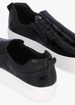 Taker Black Patent Leather Moc Croc Trainers