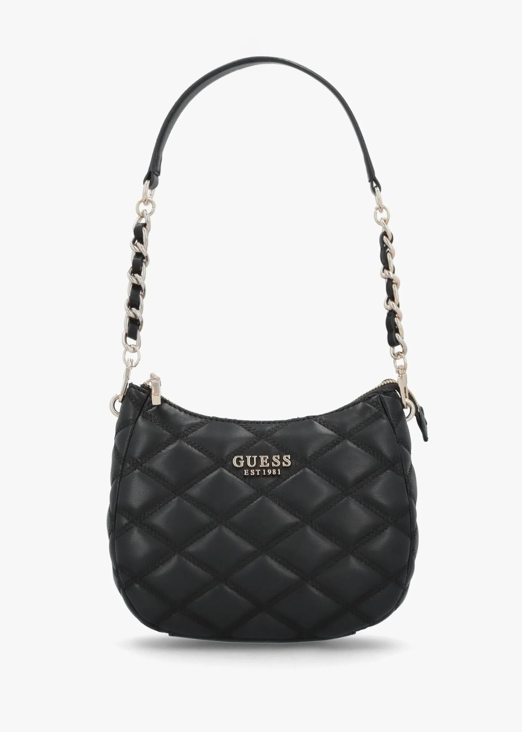 Tamsin Quilted Black Top Zip Shoulder Bag