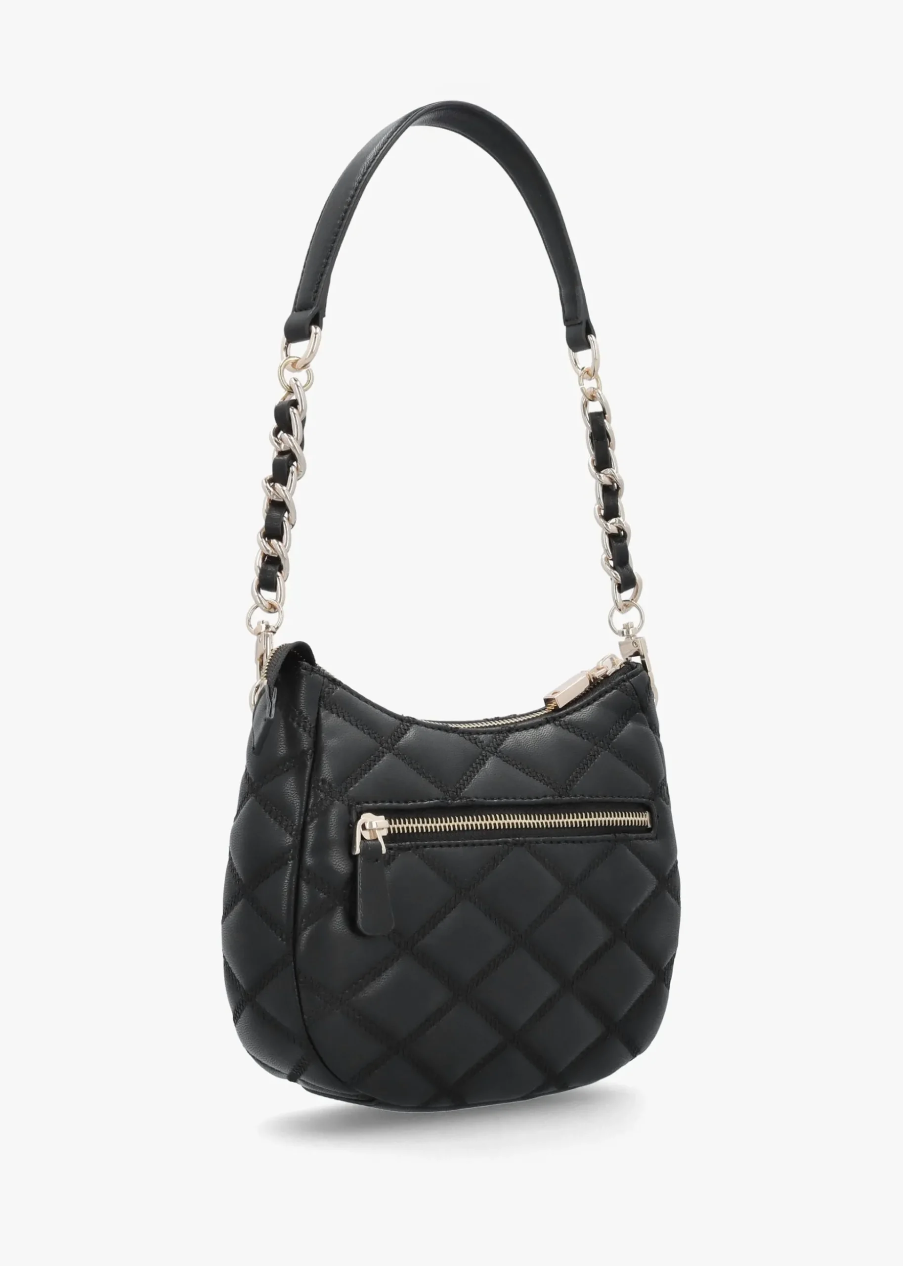 Tamsin Quilted Black Top Zip Shoulder Bag