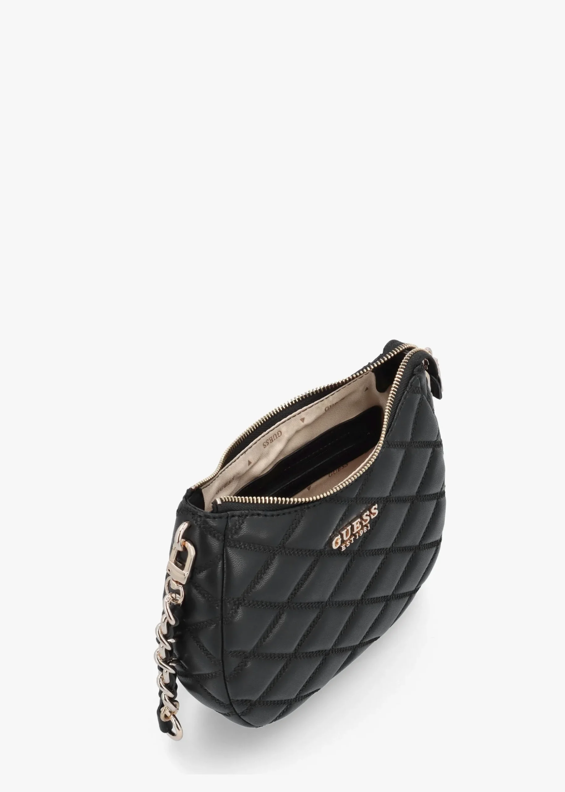 Tamsin Quilted Black Top Zip Shoulder Bag