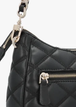 Tamsin Quilted Black Top Zip Shoulder Bag