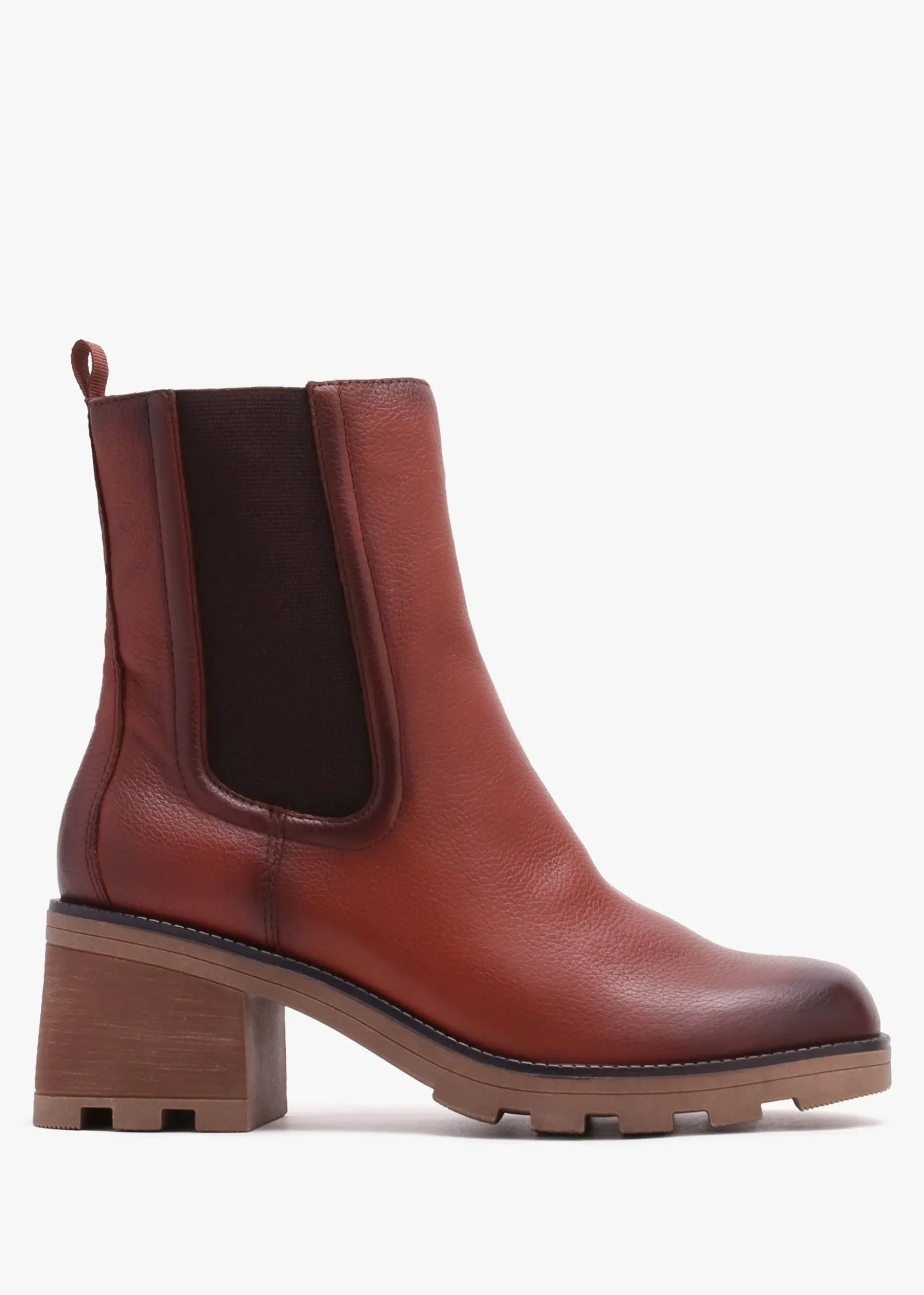 Tan Leather Block Heel Chelsea Boots