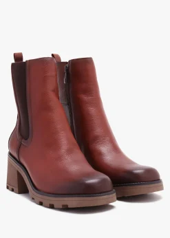 Tan Leather Block Heel Chelsea Boots