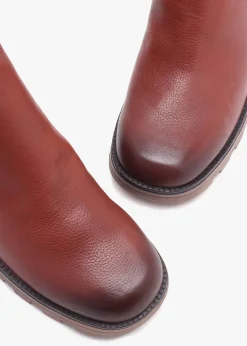 Tan Leather Block Heel Chelsea Boots