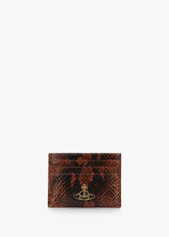 Tan Snakeskin Leather Flat Card Case