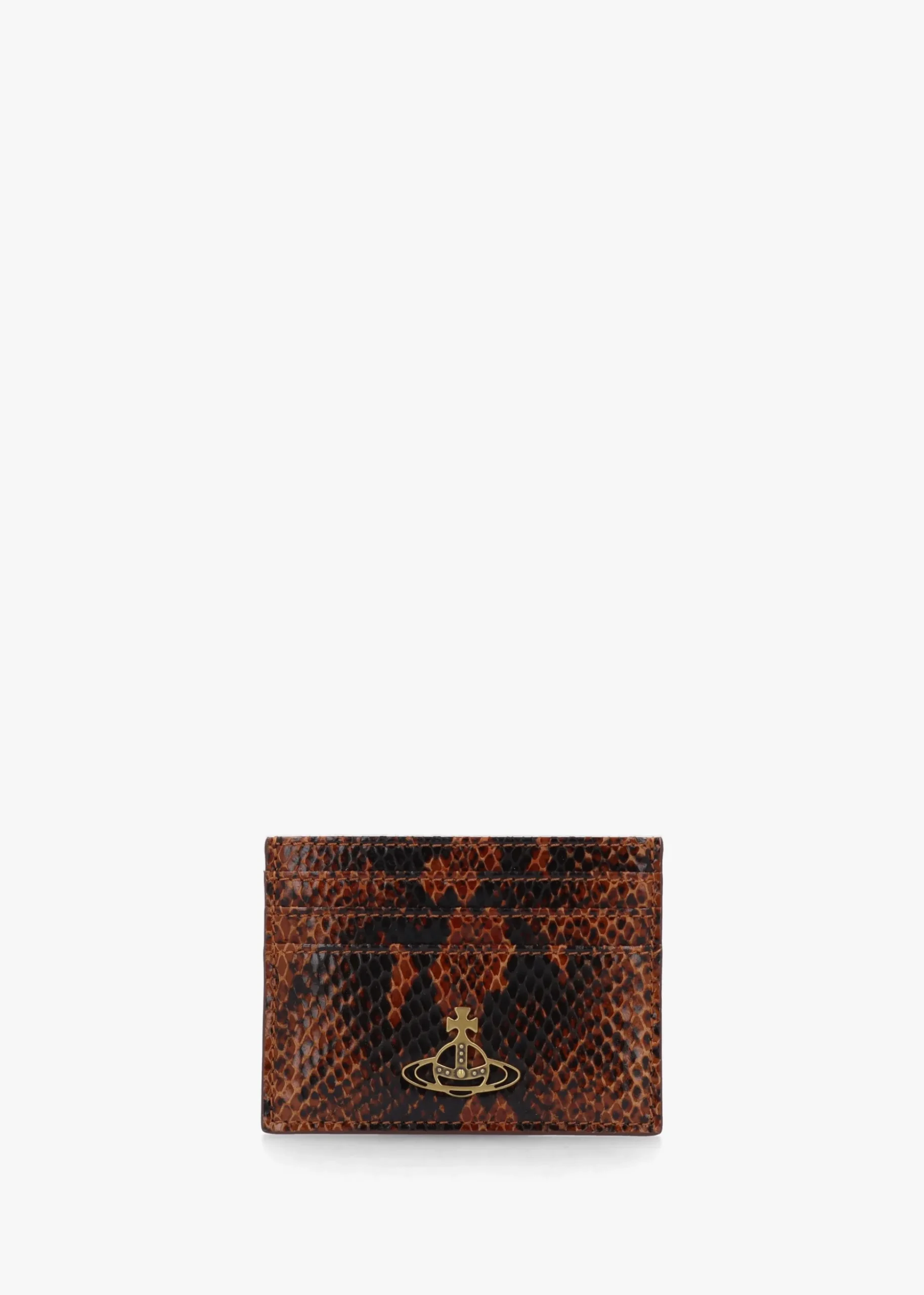 Tan Snakeskin Leather Flat Card Case
