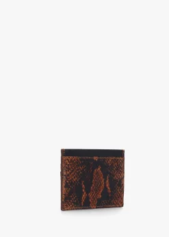 Tan Snakeskin Leather Flat Card Case
