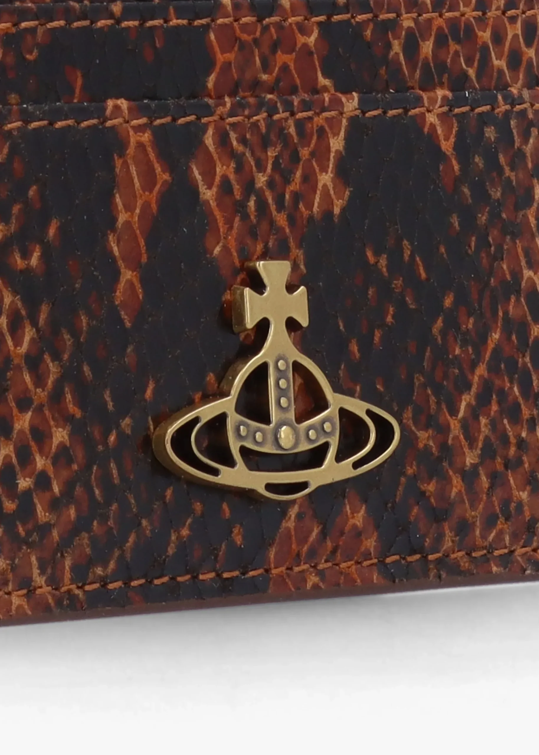 Tan Snakeskin Leather Flat Card Case