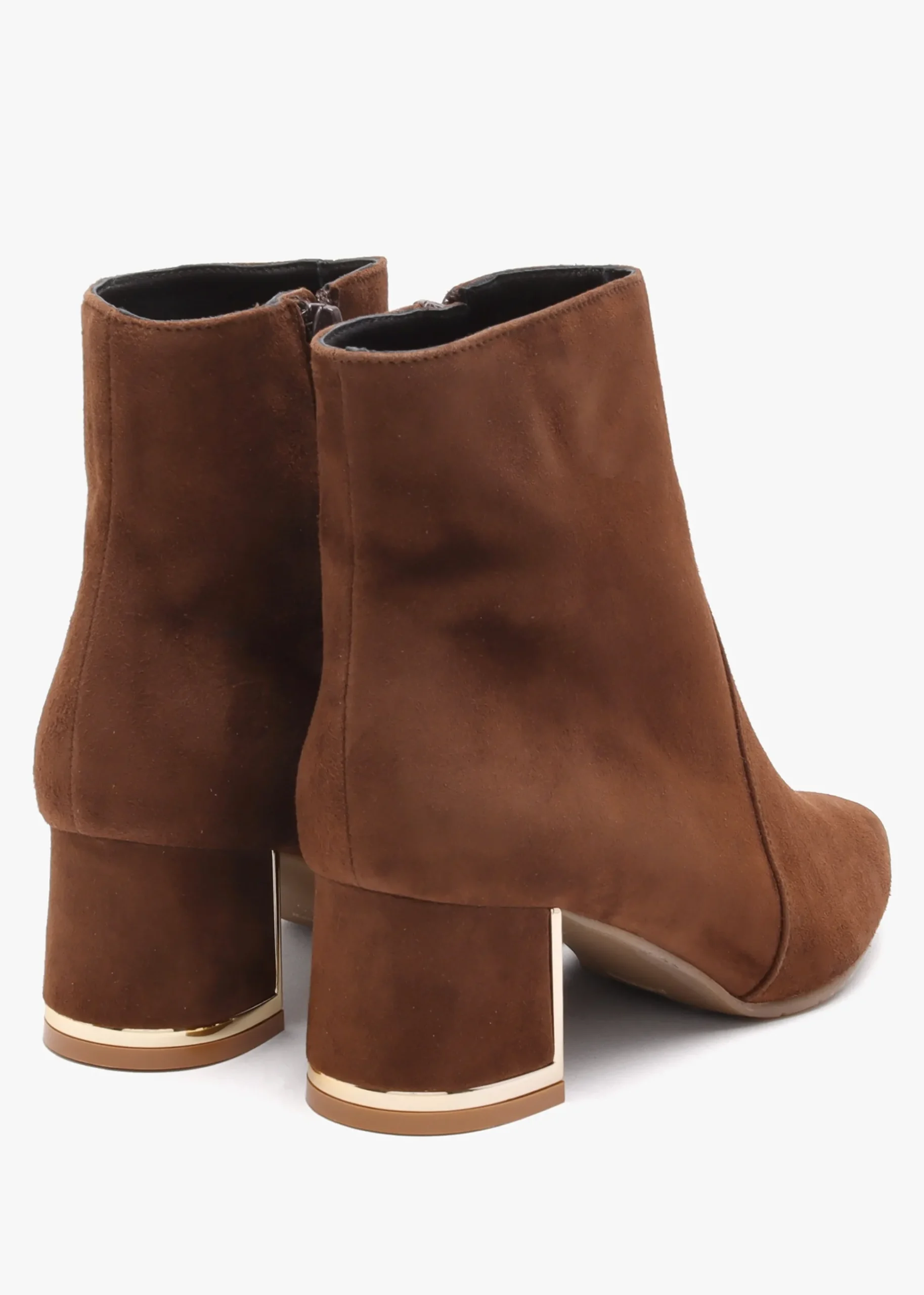 Tan Suede Block Heel Ankle Boots