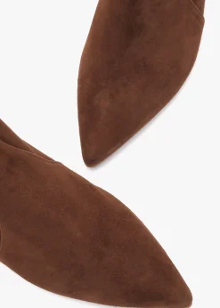 Tan Suede Block Heel Ankle Boots