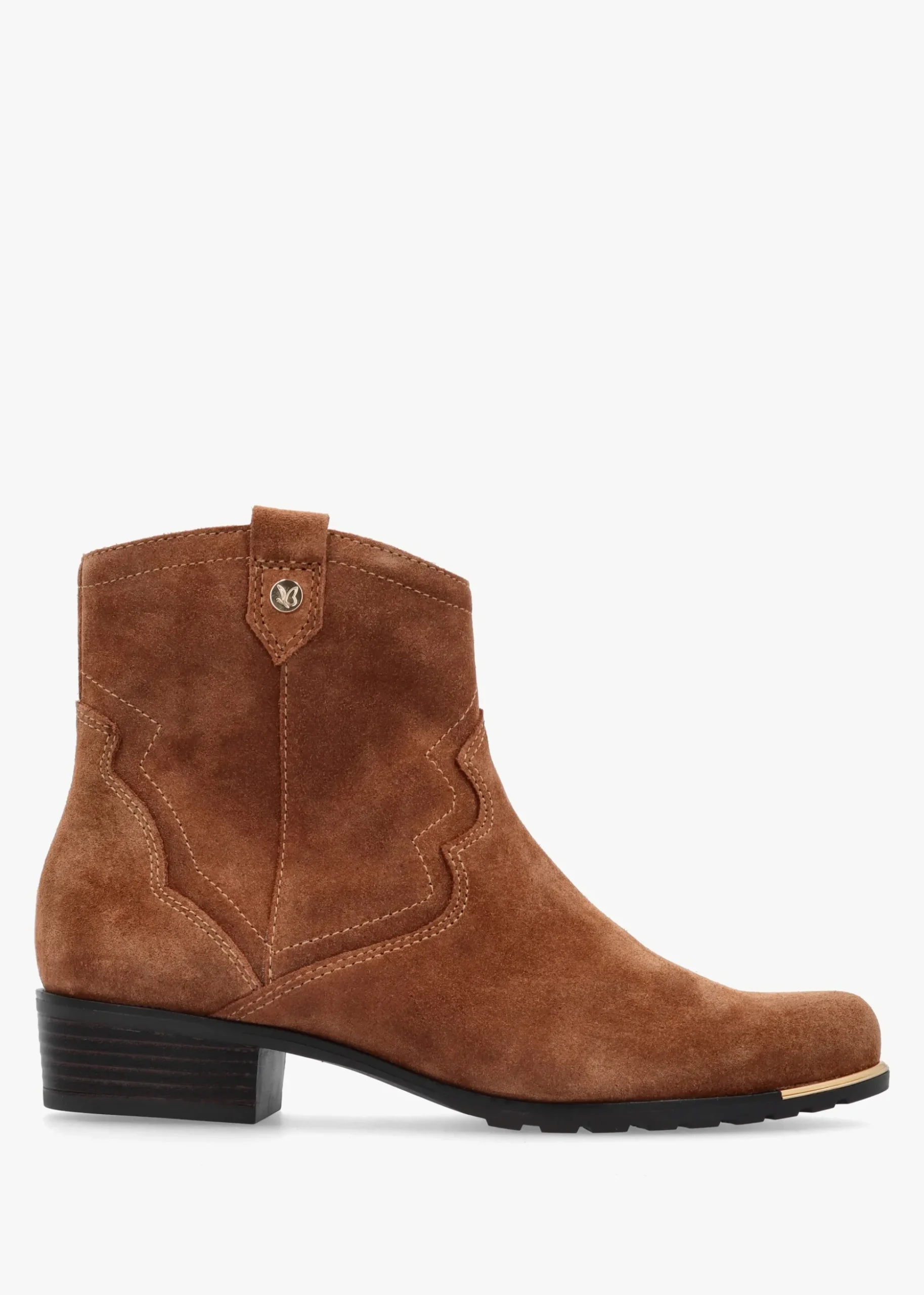 Tan Suede Western Ankle Boots