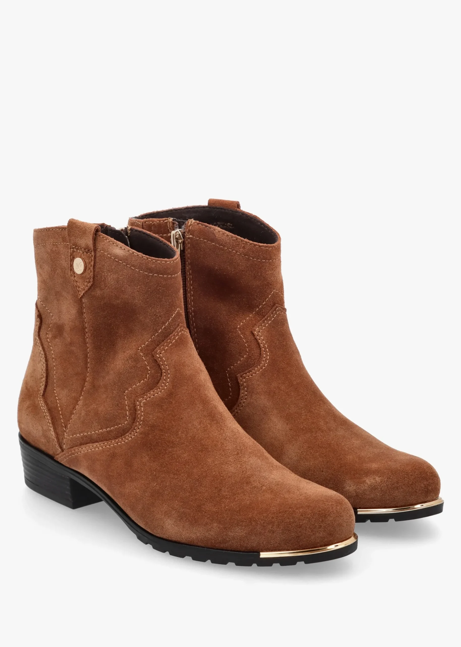 Tan Suede Western Ankle Boots